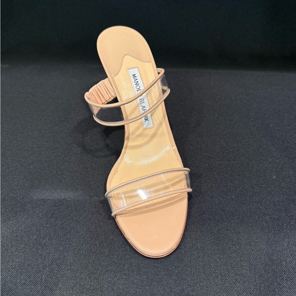 Manolo Blahnik Cream Tan Heels Stiletto Mule - Picture 10 of 13